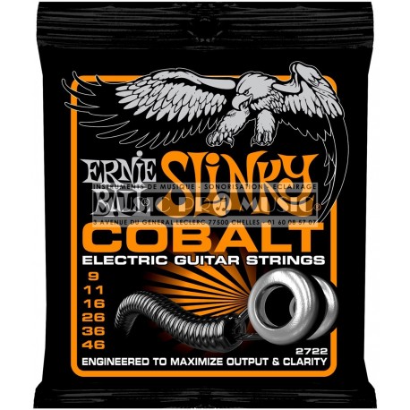 Ernie Ball 2722 - Jeu de cordes Cobalt 9-46 pour guitare électrique