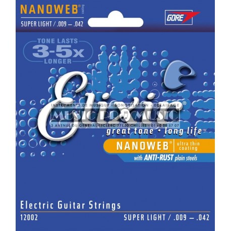 Elixir 12002 - Jeu de cordes Nanoweb 9-42 pour guitare électrique