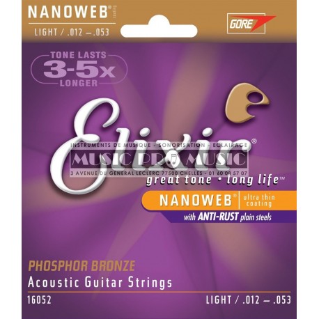 Elixir 16052 - Jeu de cordes Phorphor Bronze 12-53 pour guitare acoustique