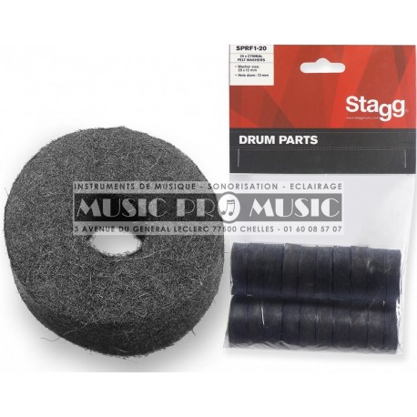 Stagg SPRF1-20 - 20 x rondelles en feutre pour cymbales