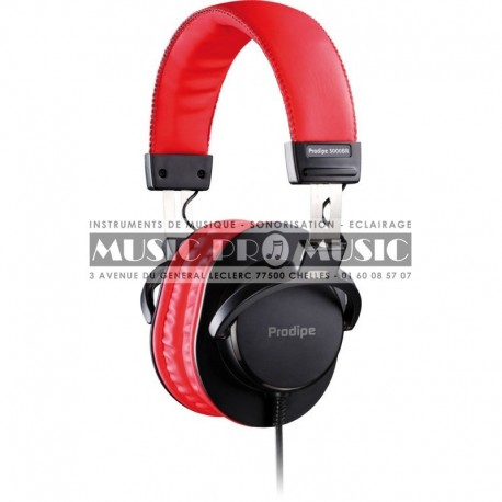 Prodipe 3000BR - Casque d'écoute professionnel polyvalent noir et rouge