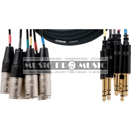 Cordial CML8-0MV5C - Multipaires 8x XLR mâle - 8x Jack 6,35 mâle stéréo 3 mètres