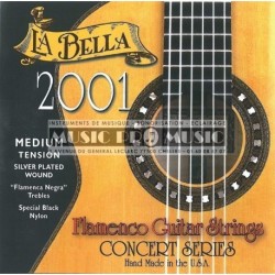 La Bella 653836 - Jeu de cordes Tension Light nylon noir pour guitare classique flamenco