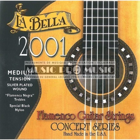La Bella 653836 - Jeu de cordes Tension Light nylon noir pour guitare classique flamenco