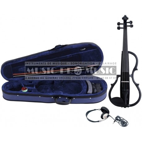 Gewa GS401647 - Violon électrique 4/4 noir avec accessoires