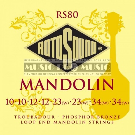 Rotosound RS80 - Cordes pour mandoline (set de 8 cordes)