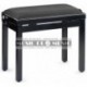 Stagg PB39-BKP-VBK - Banquette de piano noir brillant avec pelote en velours noir nervuré