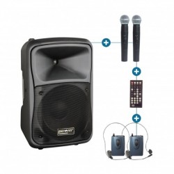 Power Acoustics BE 9700 UHF PT MK2 - Sono Portable 200W + 100W + 2 Micros + Serre-tête + DVD + USB