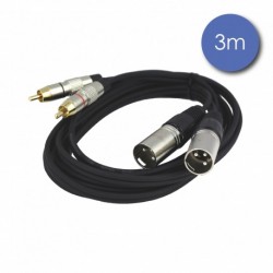Power Acoustics CAB 2066 - Câble 3m - XLR 3 PIN Mâle - RCA Mâle