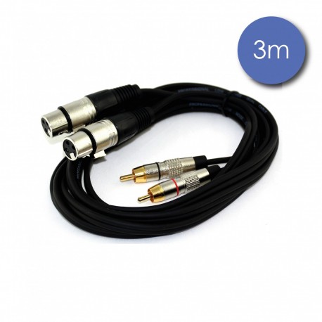 Power Acoustics CAB 2068 - Câble 3m - XLR 3 PIN Femelle - RCA Mâle