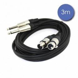 Power Acoustics CAB 2113 - Câble 3m - XLR 3 PIN Femelle - JACK MONO Mâle