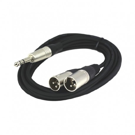 Power Acoustics CAB 2115 - Câble 3m - JACK STEREO Mâle - XLR 3 PIN Mâle