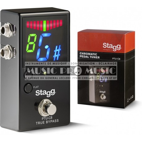 Stagg PTU-C8 - Pédale accordeur chromatique automatique pour guitare basse et autres instruments