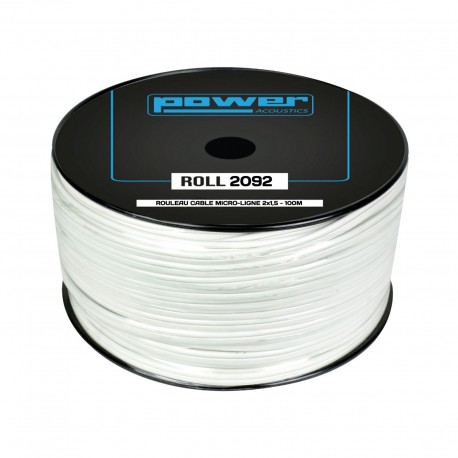 Power Acoustics ROLL 2092 - Rouleau Câble micro ligne blanc 2 x 1,5mm² - 100m