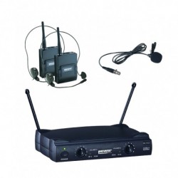 Power Acoustics WM 4000 PT VG2 - Double Micro Serre tette + Cravate VHF fréquence 175.5 - 186.5 MHZ