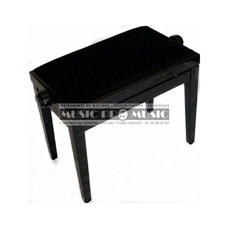 Delson 104-5BKM - Banquette piano velour noir bois noir satiné