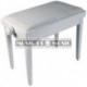Delson 104-5W - Banquette piano velour blanc bois blanc laqué
