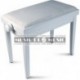 Delson 104-5WM - Banquette piano velour blanc bois blanc satiné