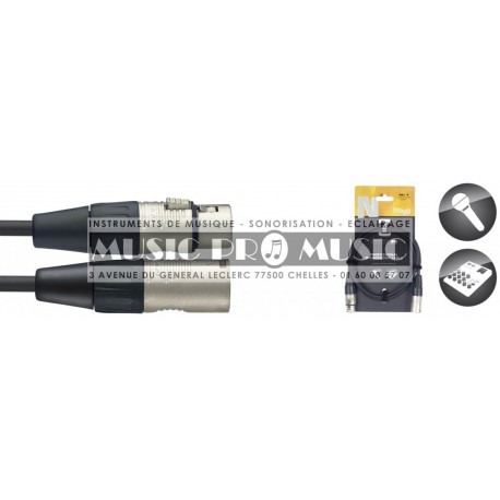Stagg NMC3R - Câble de microphone XLR/XLR (m/f) 3 m série N