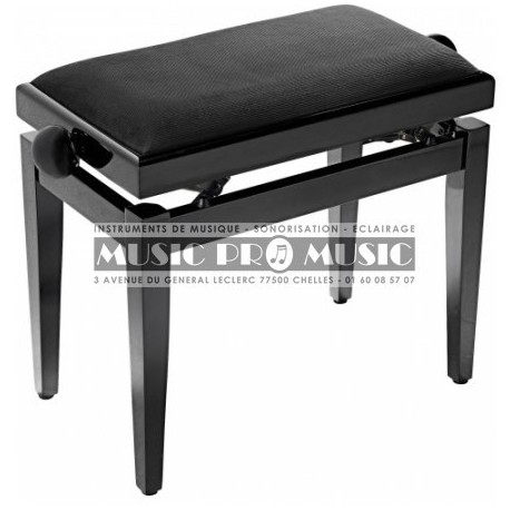 Gewa F900559 - Banquette piano velour noir bois noir satiné