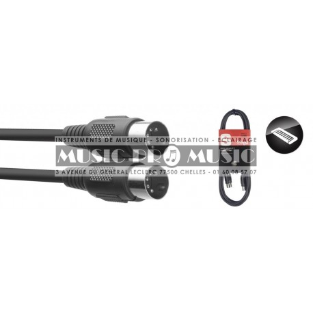 Stagg SMD3-E - Câble MIDI DIN/DIN (m/m) 3 m connecteurs en plastique