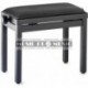 Stagg PB39-BKM-VBK - Banquette de piano noir mat avec pelote en velours noir nervuré