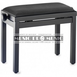 Stagg PB39-BKM-VBK - Banquette de piano noir mat avec pelote en velours noir nervuré