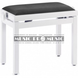 Stagg PB39-WHM-VBK - Banquette de piano couleur blanc mat avec pelote en velours noir