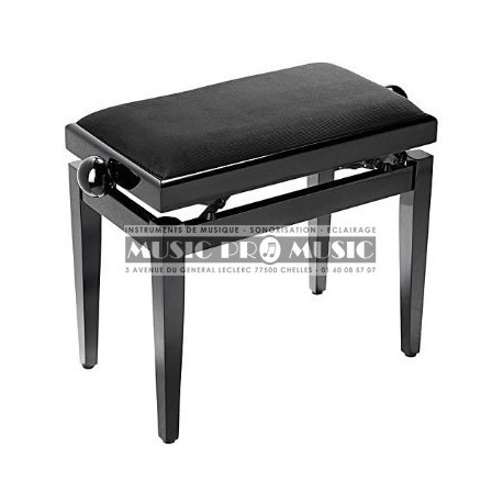 Stagg PB40-BKP-VBK - Banquette piano velour noir bois noir laqué