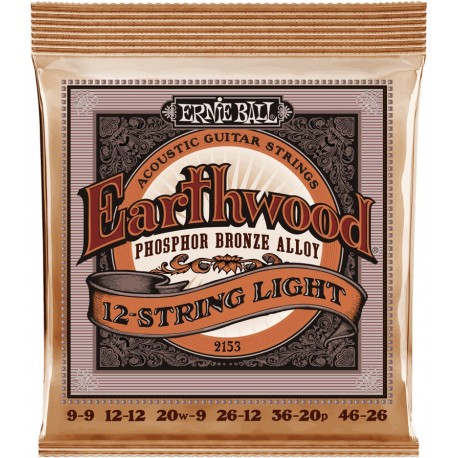 Ernie Ball 2153 - Earthwood phosphore bronze light /12 cordes 9-46