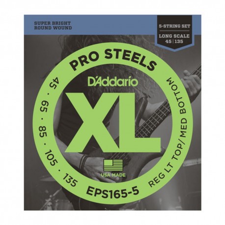 D'Addario EPS165-5 - Cordes 45-135 Pro Steel pour basse électrique