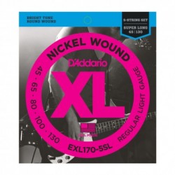 D'Addario EXL170-5SL - Jeu de cordes 45-130 pour basse électrique 5 cordes