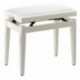 Stagg PB05-WHM-VWH - Banquette de piano blanc mat avec pelote en velours blanc