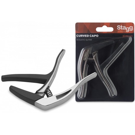 Stagg SCPX-CU-CR - Capodastre courbé type"trigger"(gachette) p.guitare électrique/acoustique