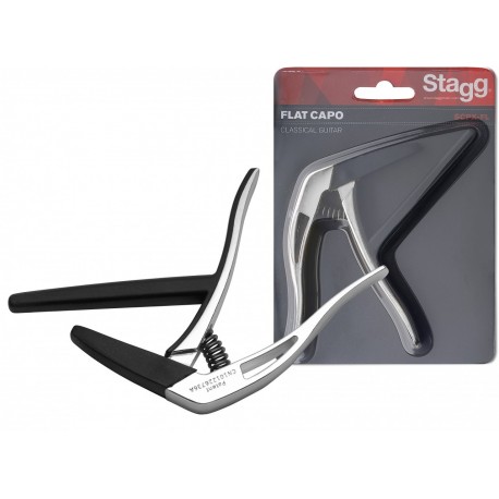 Stagg SCPX-FL-CR - Capodastre plat type "trigger" (gachette) pour guitare classique