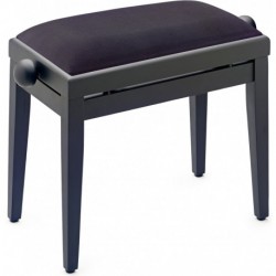 Stagg PB05-BKM-SVBK - Banquette de piano noir mat avec pelote en velours lisse noir