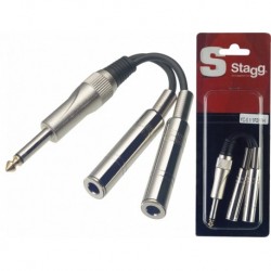 Stagg YC-0.1/1P2PFH - Câble adaptateur 1x JACK mâle.mono/2x jack fem. mono - 1 pièce sous blister