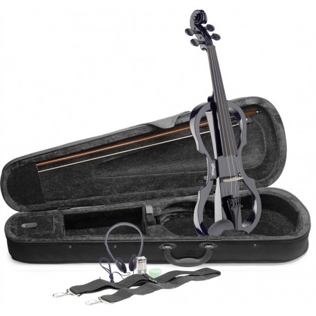 Stagg EVN X-4/4 BK - Pack violon électrique 4/4 avec violon électrique noir étui semi-rigide et casque