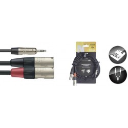 Stagg NUC3/MPS2XMR - Câble en U, mini jack/XLR (m/m), 3 m, N-Series