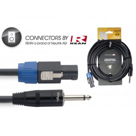 Stagg NSP10SP15R - Câble professionnel haut-parleur, série N: 2x 1,5mm2 - SpeakON / Jack - 10m