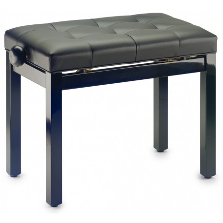 Stagg PB36 BKP SBK - Banquette de piano noir brillant avec pelote en skai noir