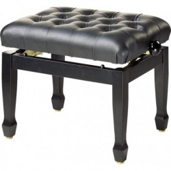 Stagg PB85 BKP LBK - Banquette de piano de concert couleur noir brillant avec pelote en cuir noir anti-feu