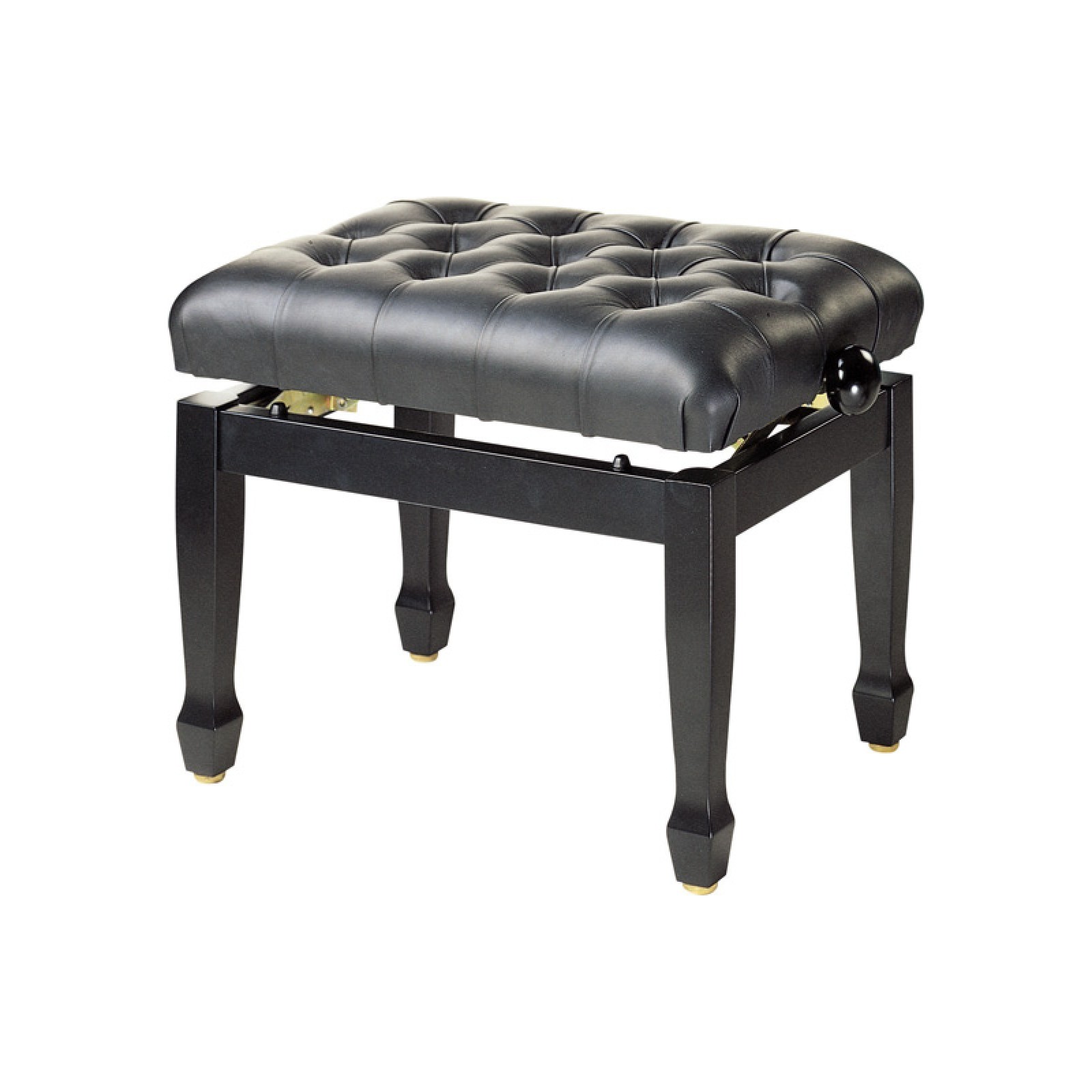 Stagg PB39 WHP SBK Banquette de piano, couleur blanc brillant, avec pelote  en skaï noir