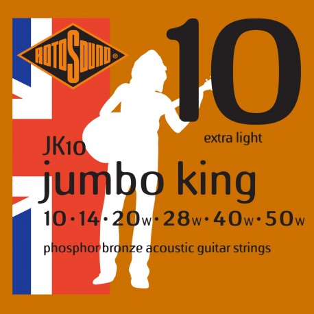 Rotosound JK10 - Jeu de cordes Phosphor Bronze 10-50 pour guitare acoustique