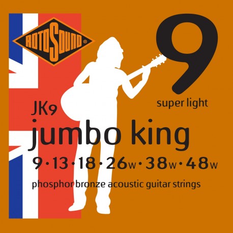 Rotosound JK9 - Jeu de cordes Phosphor Bronze 9-48 pour guitare acoustique