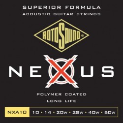 Rotosound NXA10 - Jeu de cordes Nexus Coated 10-50 pour guitare acoustique