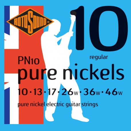 Rotosound PN10 - Jeu de cordes Pure nickel 10-46 pour guitare électrique