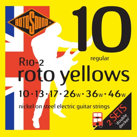 Rotosound R10-2 - 2 Jeux de cordes nickel 10-46 pour guitare électrique