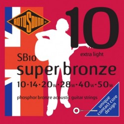 Rotosound SB10 - Jeu de cordes Phosphor SuperBronze 10-50 pour guitare acoustique