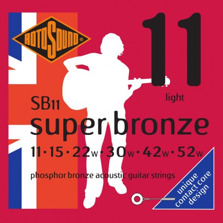 Rotosound SB11 - Jeu de cordes Phosphor SuperBronze 11-52 pour guitare acoustique